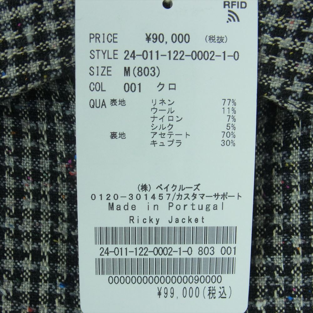 ノア 24SS 24-011-122-0002-1-0 RICKY JACKET Multi リッキー シャツ ジャケット マルチ チェック柄 ジップアップ ブラック系 グレー系 M【新古品】【未使用】【中古】