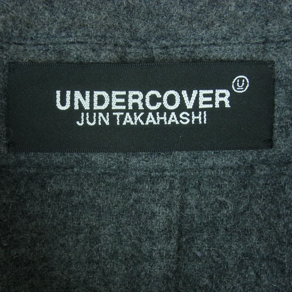 UNDERCOVER アンダーカバー UC2B9204 縮絨 ジップ ブルゾン ウール混 襟裏レザー シャツ ジャケット グレー系 3【美品】【中古】