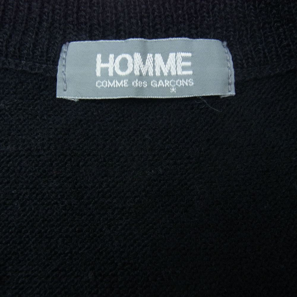 COMME des GARCONS HOMME コムデギャルソンオム HN110040 ヴィンテージ デカオム 80s ウール ニット Vネック ベスト ブラック系【中古】