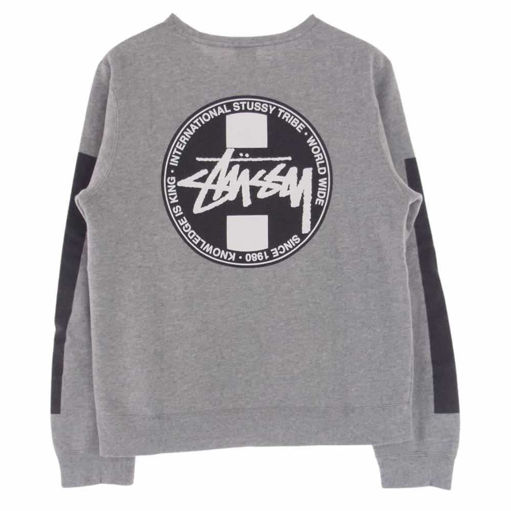 STUSSY ステューシー KNOWLEDGE バックプリント 長袖 クルーネック スウェット トレーナー グレー系 S【中古】
