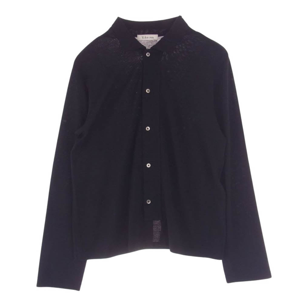 Y's Yohji Yamamoto ワイズ ヨウジヤマモト 1244 ウール ニット 比翼 長袖 シャツ ブラック系【中古】