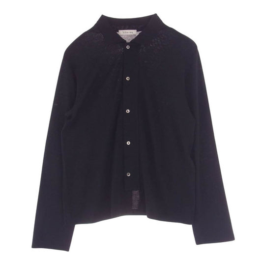Y's Yohji Yamamoto ワイズ ヨウジヤマモト 1244 ウール ニット 比翼 長袖 シャツ ブラック系【中古】