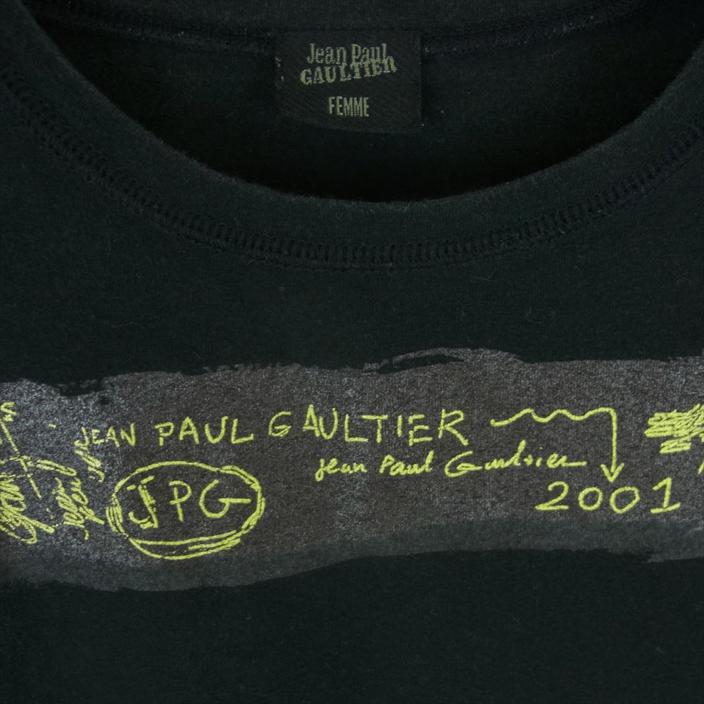 JEAN-PAUL GAULTIER ジャンポールゴルチエ ロゴ プリント ストレッチ半袖 Tシャツ ブラック系 40【中古】