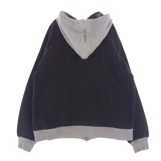 A BATHING APE アベイシングエイプ 日本製 BAPE 胸ロゴ刺繍 長袖 総裏 カモフラ サーマル フルジップパーカー  ブラック系 グレー系 L【中古】