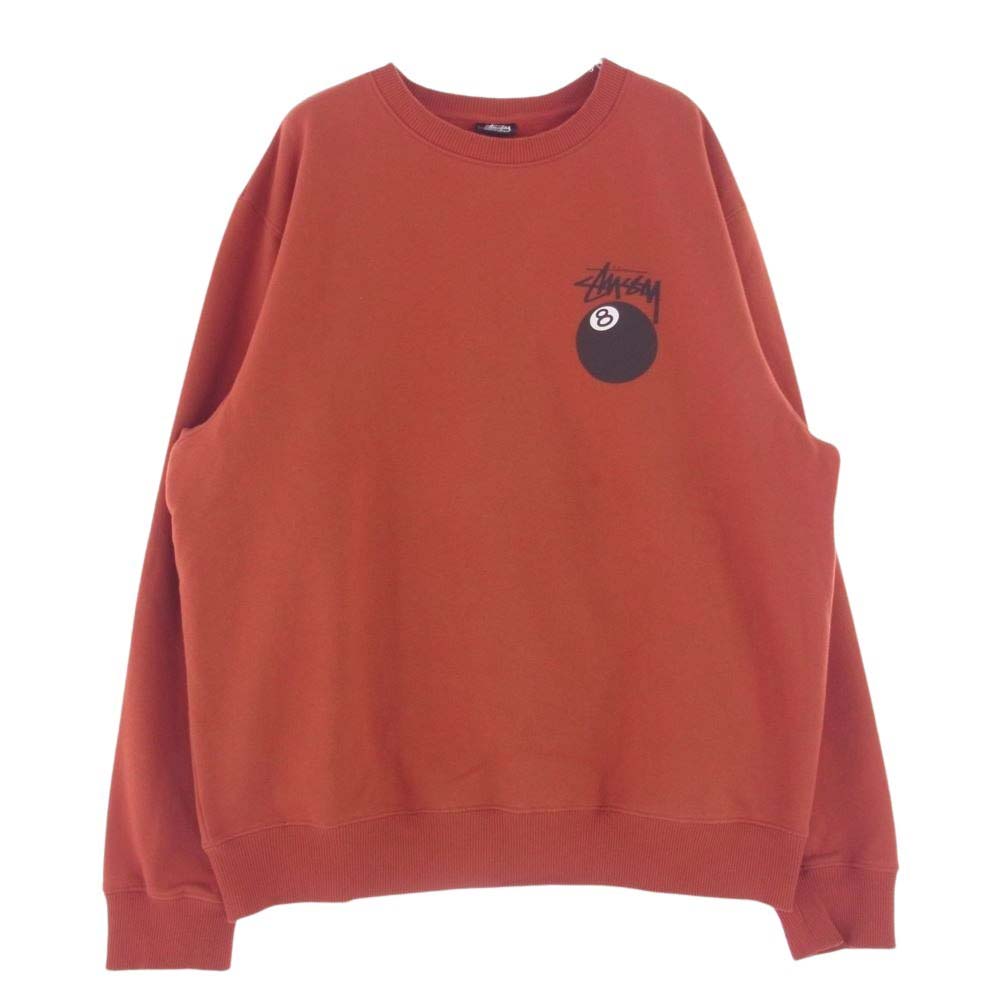 STUSSY ステューシー 8BALL エイトボール バックプリント 長袖 クルーネック スウェット トレーナー エンジ系 L【中古】