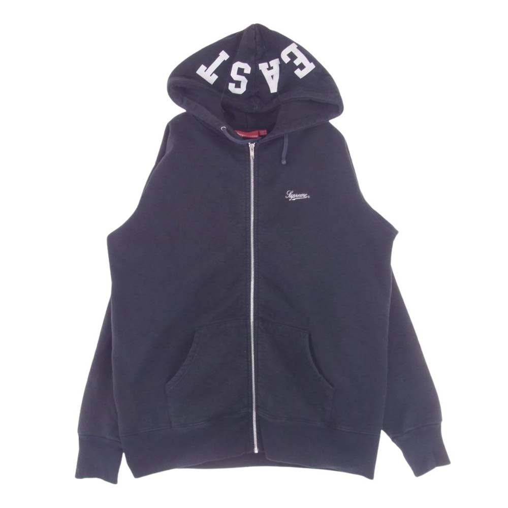 Supreme シュプリーム East West Full Zip Hoodie ロゴ刺繍 星刺繍 フルジップ パーカー ダークネイビー系 L【中古】