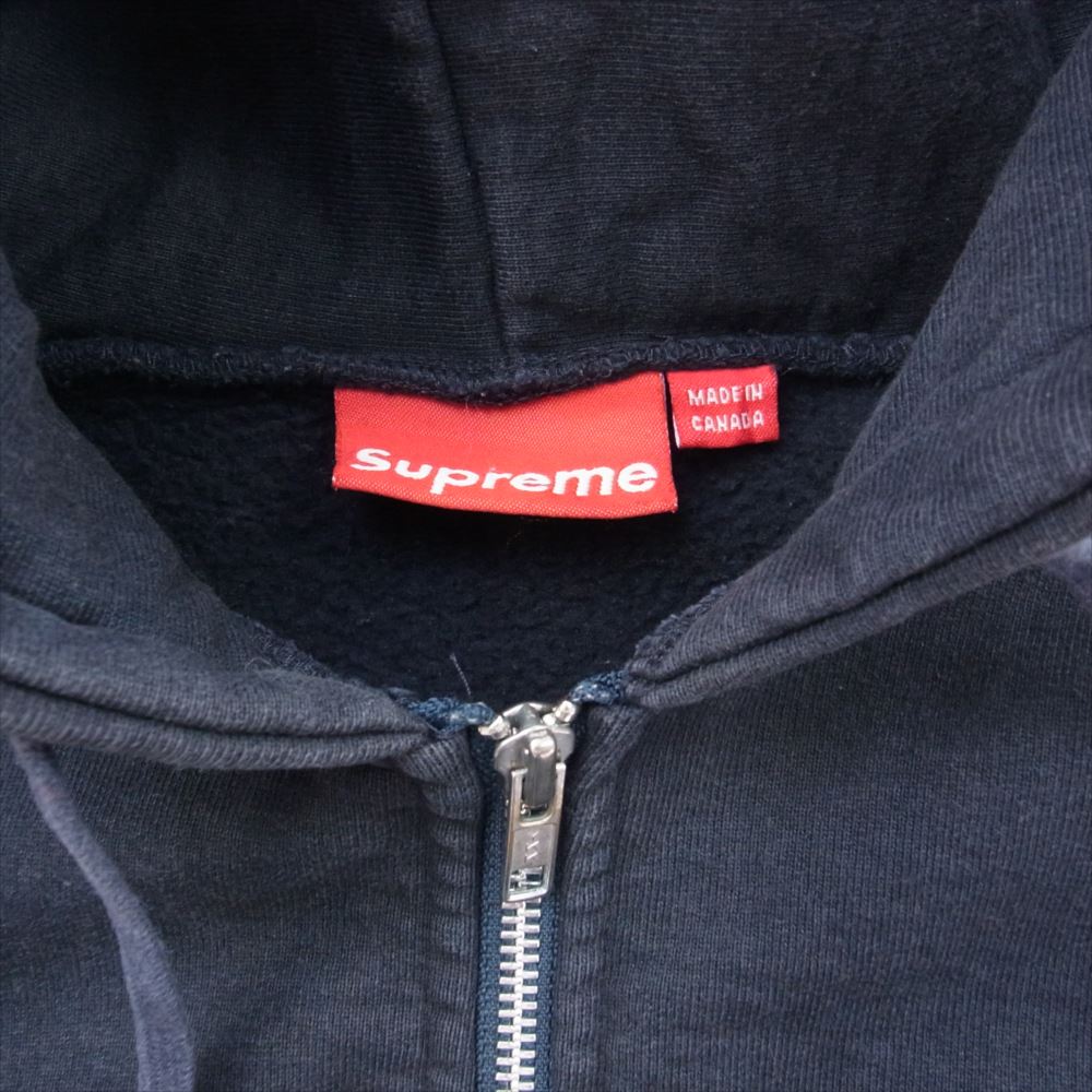 Supreme シュプリーム East West Full Zip Hoodie ロゴ刺繍 星刺繍 フルジップ パーカー ダークネイビー系 L【中古】