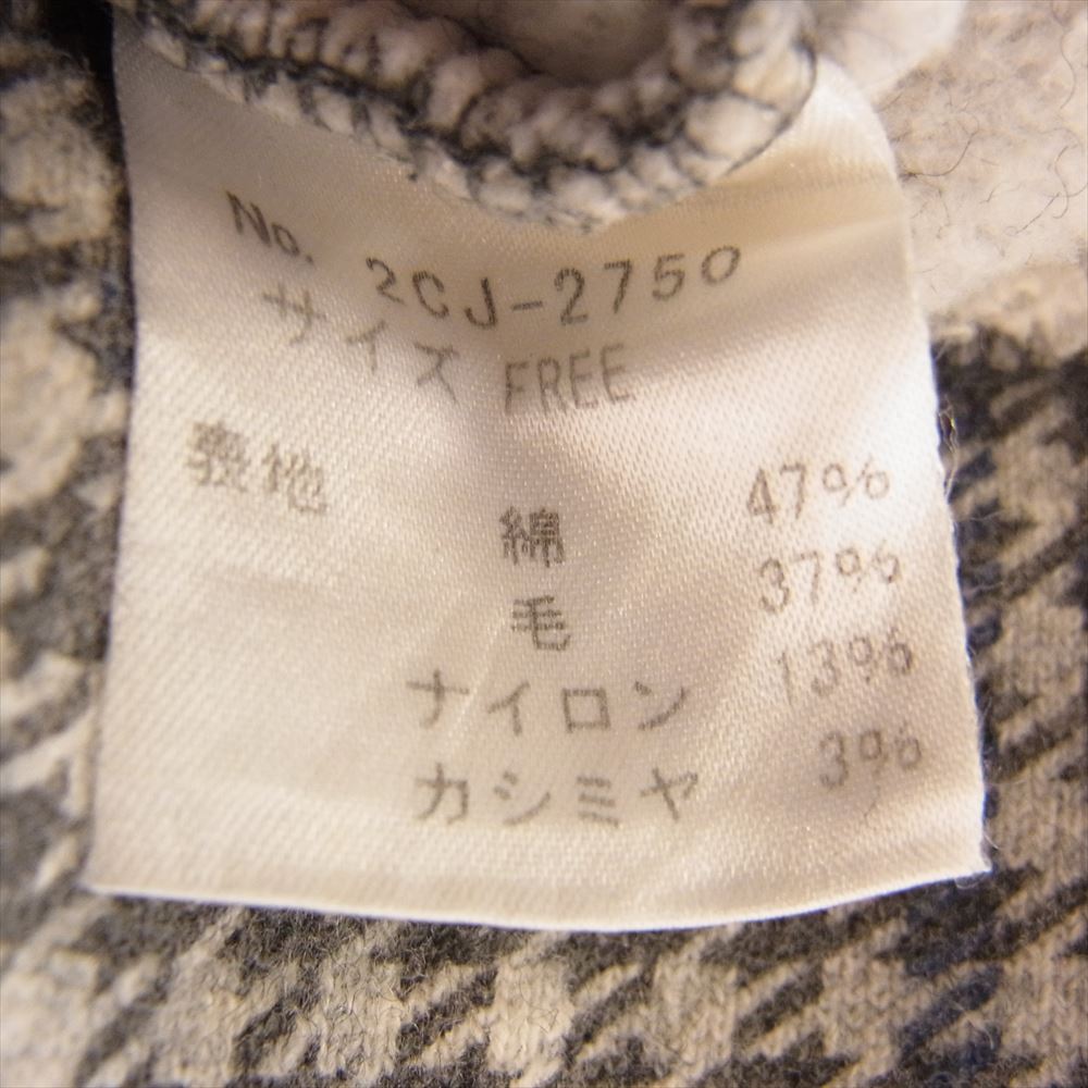 HYSTERIC GLAMOUR ヒステリックグラマー 2CJ-2750 ガール刺繍 カシミヤ混 千鳥格子 ジップアップ ライダース ジャケット グレー系 FREE【中古】