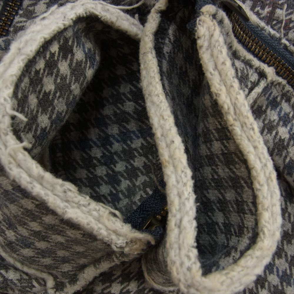 HYSTERIC GLAMOUR ヒステリックグラマー 2CJ-2750 ガール刺繍 カシミヤ混 千鳥格子 ジップアップ ライダース ジャケット グレー系 FREE【中古】