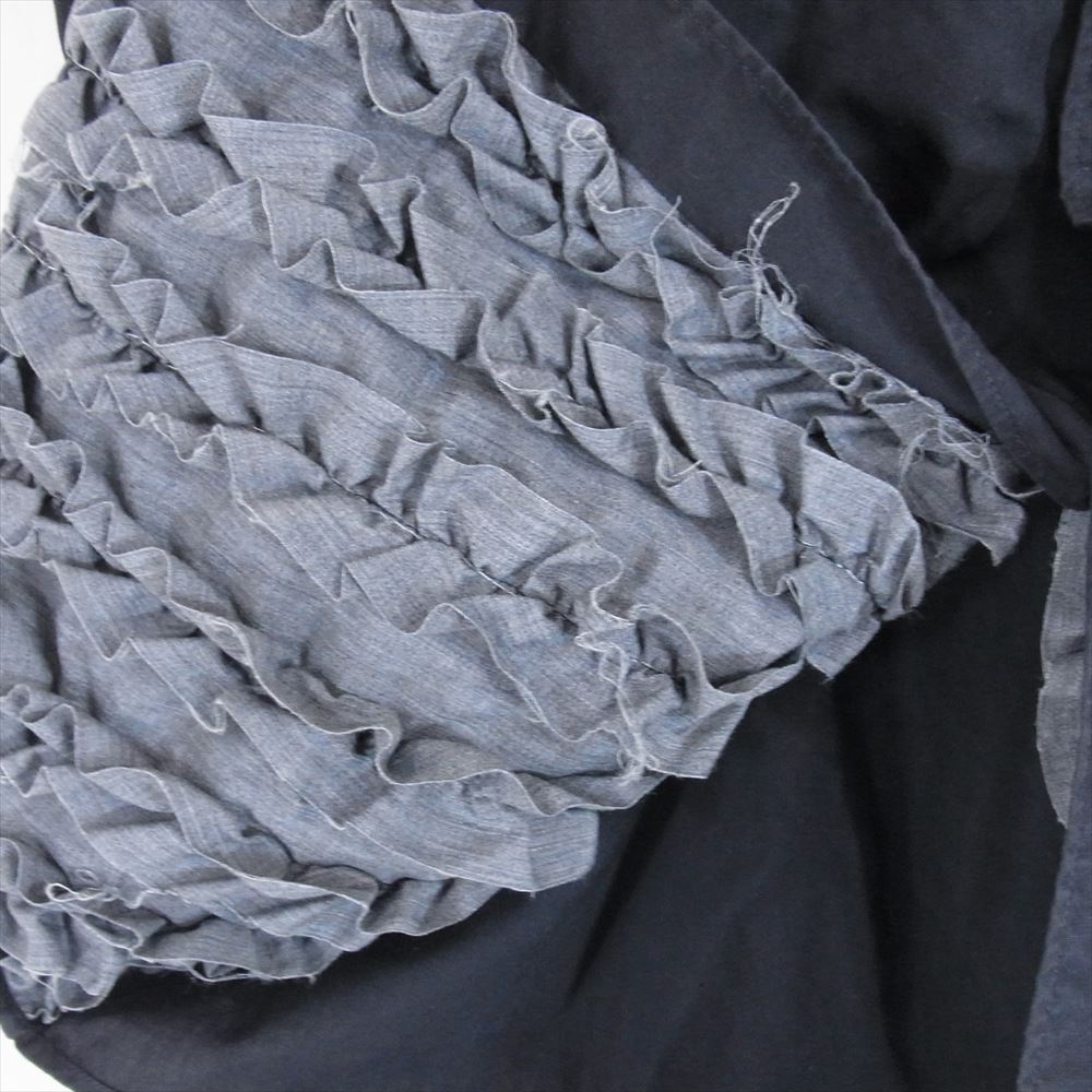 COMME des GARCONS HOMME PLUS コムデギャルソンオムプリュス 99SS シークレットトレジャー期 アーカイブ ヴィンテージプリュス リバーシブル フリル 半袖 シャツ ネイビー系【中古】