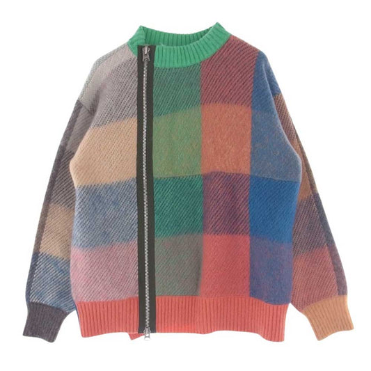 Sacai サカイ 22AW 22-02857M Plaid Knit Blouson モヘア混 ニット チェック柄 ジップブルゾン 3【中古】