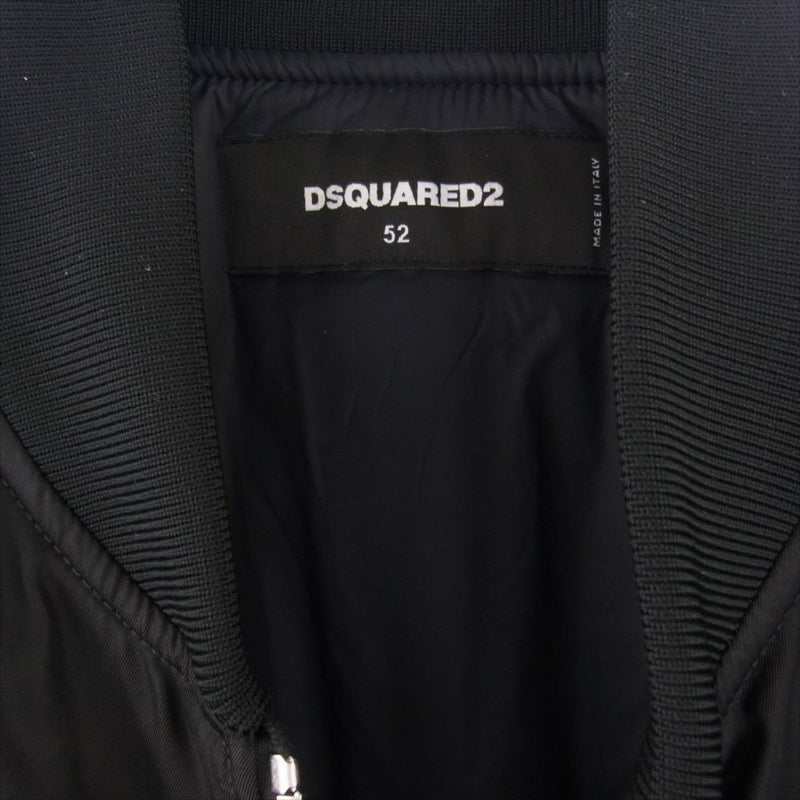 DSQUARED2 ディースクエアード 24SS S79AM0060 S49576 BOMBER JACK ボンバージャケット フライトジャケット MA-1 ブルゾン ICON ジップチャーム ブラック系 52【美品】【中古】