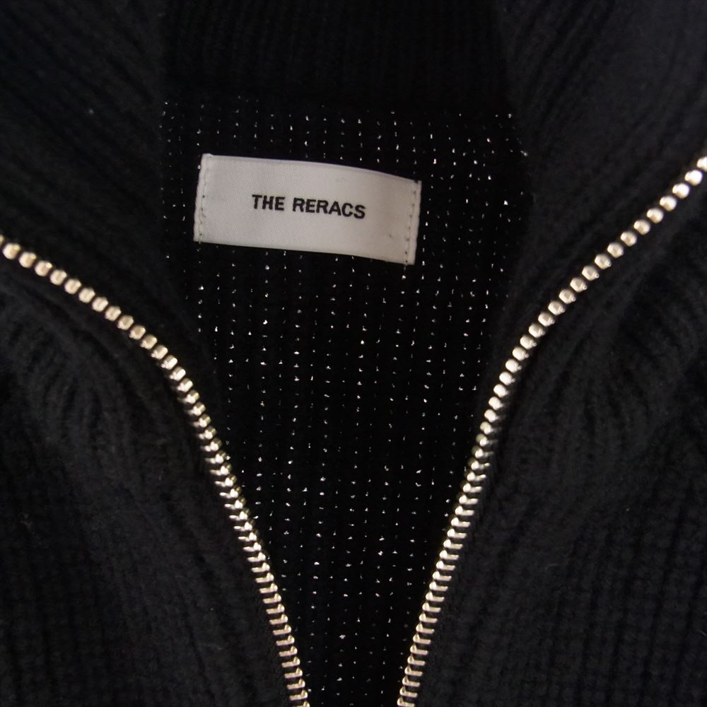 THE RERACS ザリラクス 23AW 23FW-REKN-354-J BULKY CASHMERE SILK DRIVERS KNIT ウール カシミヤ シルク混 ドライバーズニット ジップアップ カーディガン ブラック系 FREE【新古品】【未使用】【中古】