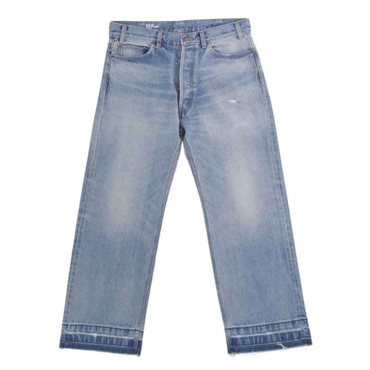 CELINE セリーヌ 22AW N850 034S 08ZM BOYDOLL ボーイドール ウェスリージーンズ カットオフ ワイド ストレート ボタンフライ デニムパンツ インディゴブルー系 33【極上美品】【中古】