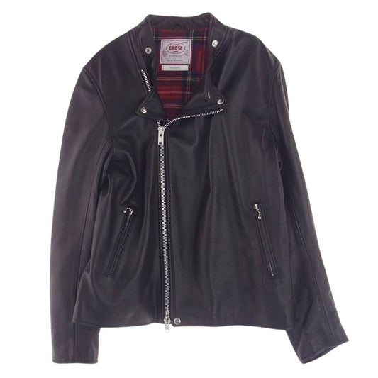 ジェームスグロース 23AW × JOSHUA ELLIS × one gravity RICHARDE リカルド ラムレザー ダブルライダース ジャケット 裏地チェック カシミヤ ブラック系 L【美品】【中古】