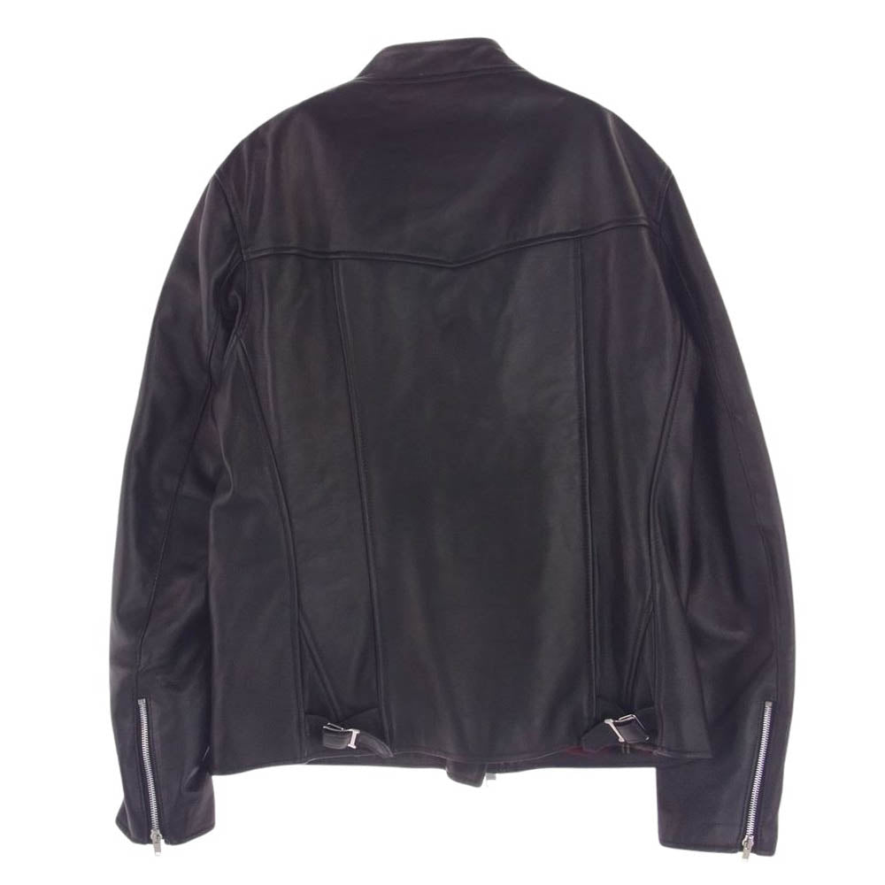 ジェームスグロース 23AW × JOSHUA ELLIS × one gravity RICHARDE リカルド ラムレザー ダブルライダース ジャケット 裏地チェック カシミヤ ブラック系 L【美品】【中古】