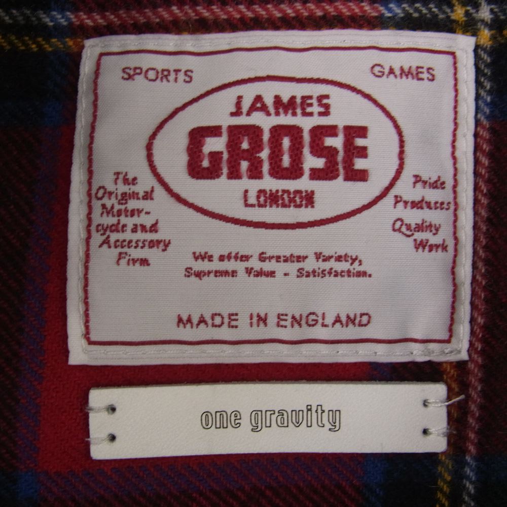 ジェームスグロース 23AW × JOSHUA ELLIS × one gravity RICHARDE リカルド ラムレザー ダブルライダース ジャケット 裏地チェック カシミヤ ブラック系 L【美品】【中古】