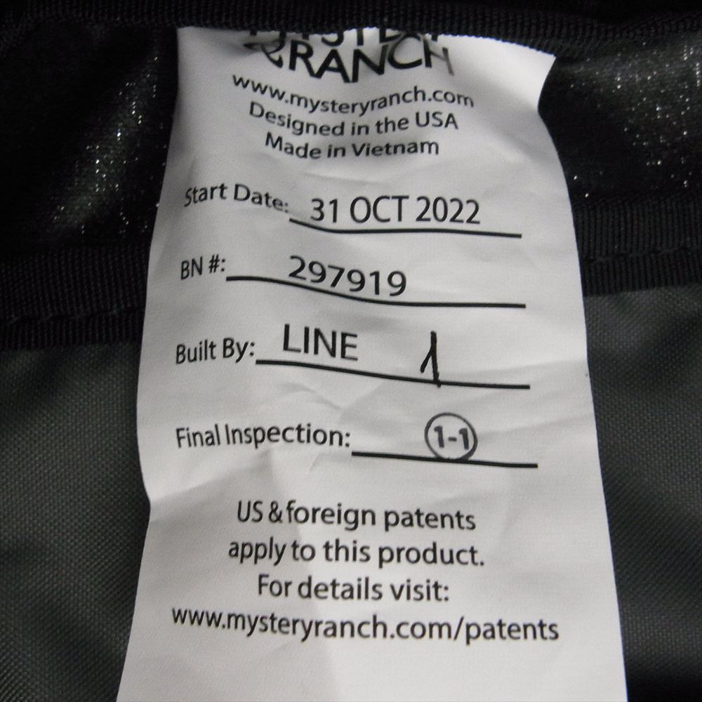 MYSTERY RANCH ミステリーランチ 112382-001-30 Terraframe 3-Zip 50 Black-M テラフレーム リュック バックパック ブラック系【新古品】【未使用】【中古】