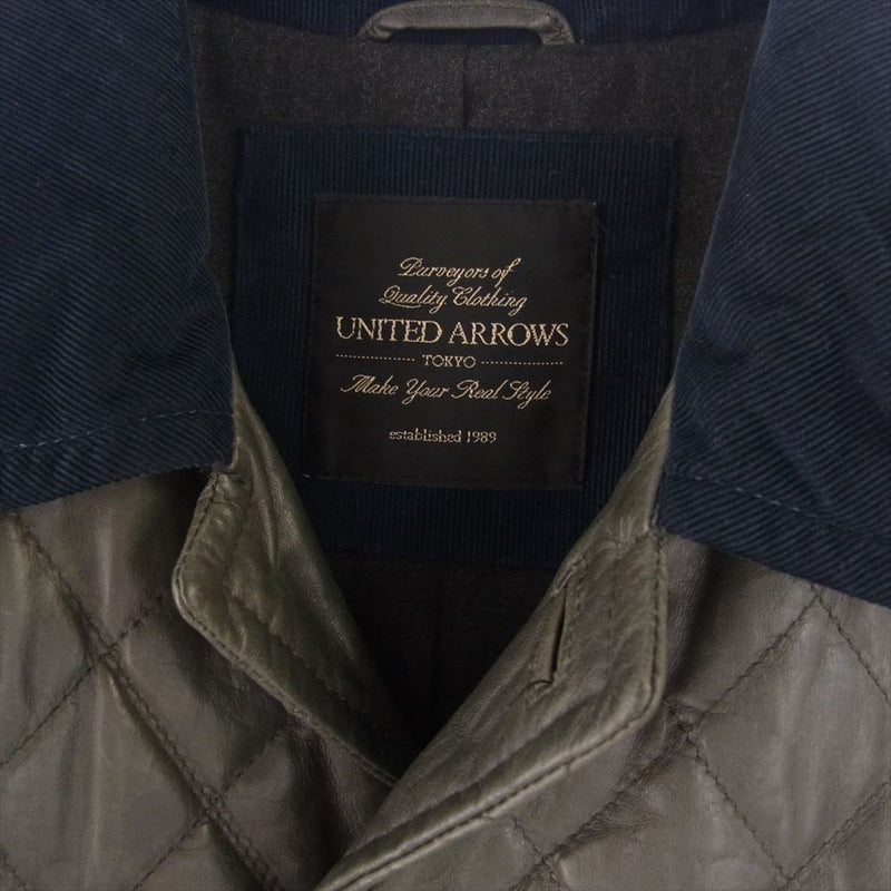 UNITED ARROWS ユナイテッドアローズ 1125-199-4157 襟コーデュロイ切替 ラムレザー キルティング ジャケット チャコール系 S【中古】