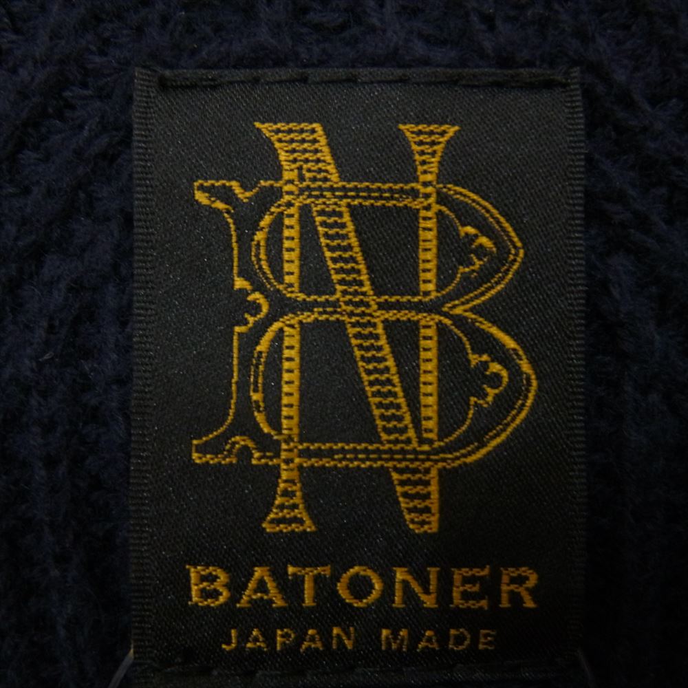 バトナー 19SS BM-19SM-001 カシミヤ混コットン アイコン クルーネック ニット セーター ネイビー系 1【中古】