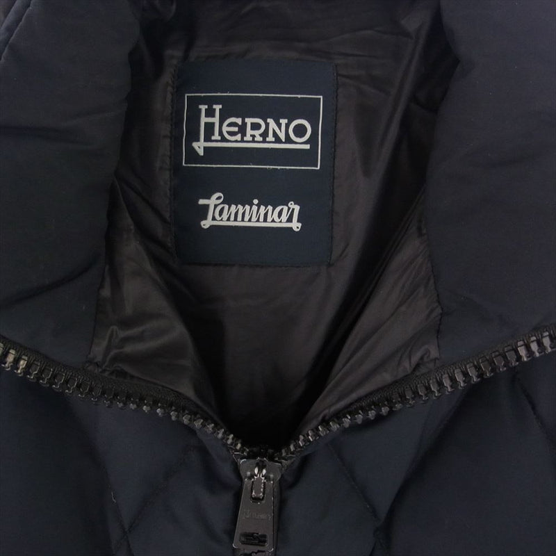 Herno ヘルノ P1015UL11106 キルティング キルト ダウン ジャケット フード付き ブラック系 48【中古】