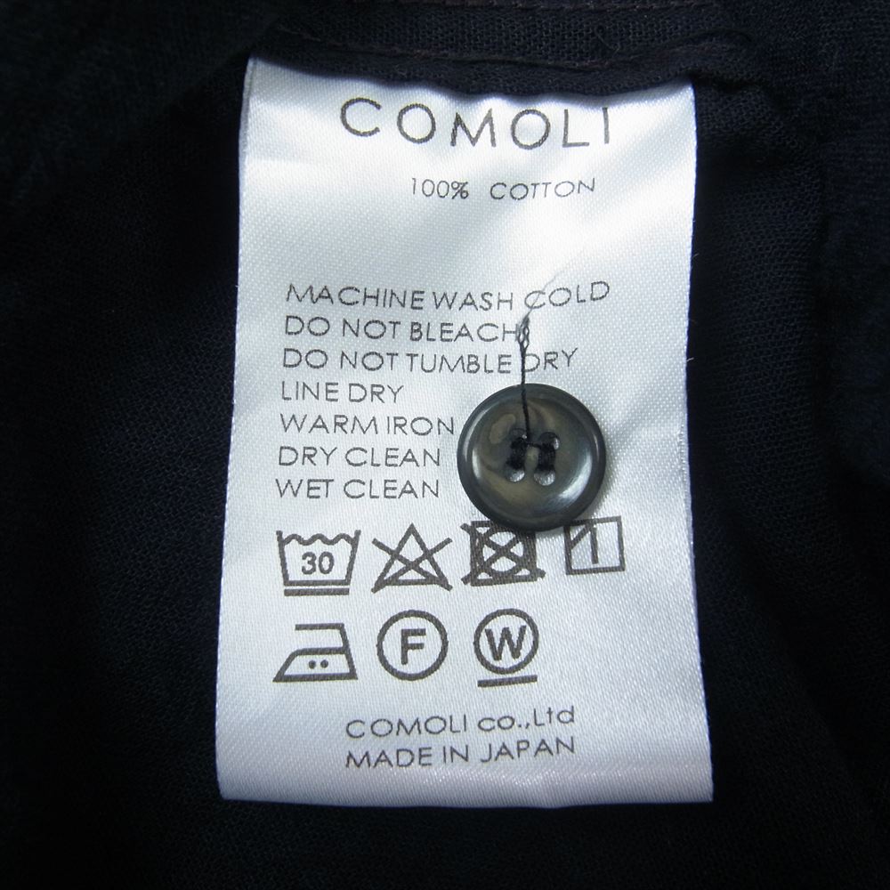 COMOLI コモリ 20SS R01-02004 ベタシャン プルオーバーシャツ バンドカラー 長袖シャツ ブラック系 3【中古】
