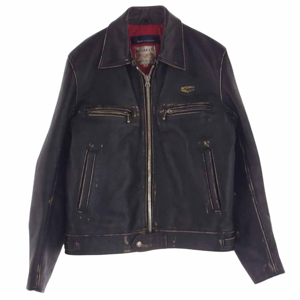 COMME des GARCONS コムデギャルソン 12AW KJ-J011 【訳難有り】Lewis Leathers ルイスレザー ドミネーター 袖ペイント ライダースジャケット  ブラック系 38【中古】