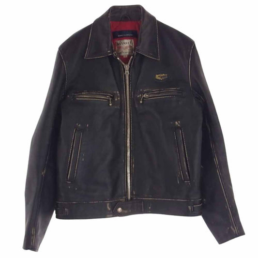 COMME des GARCONS コムデギャルソン 12AW KJ-J011 【訳難有り】Lewis Leathers ルイスレザー ドミネーター 袖ペイント ライダースジャケット  ブラック系 38【中古】