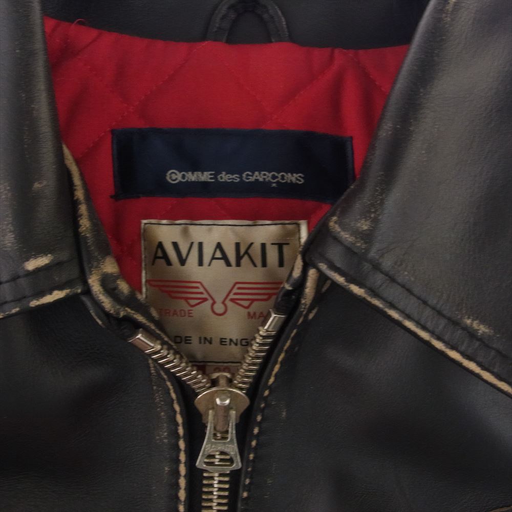 COMME des GARCONS コムデギャルソン 12AW KJ-J011 【訳難有り】Lewis Leathers ルイスレザー ドミネーター 袖ペイント ライダースジャケット  ブラック系 38【中古】