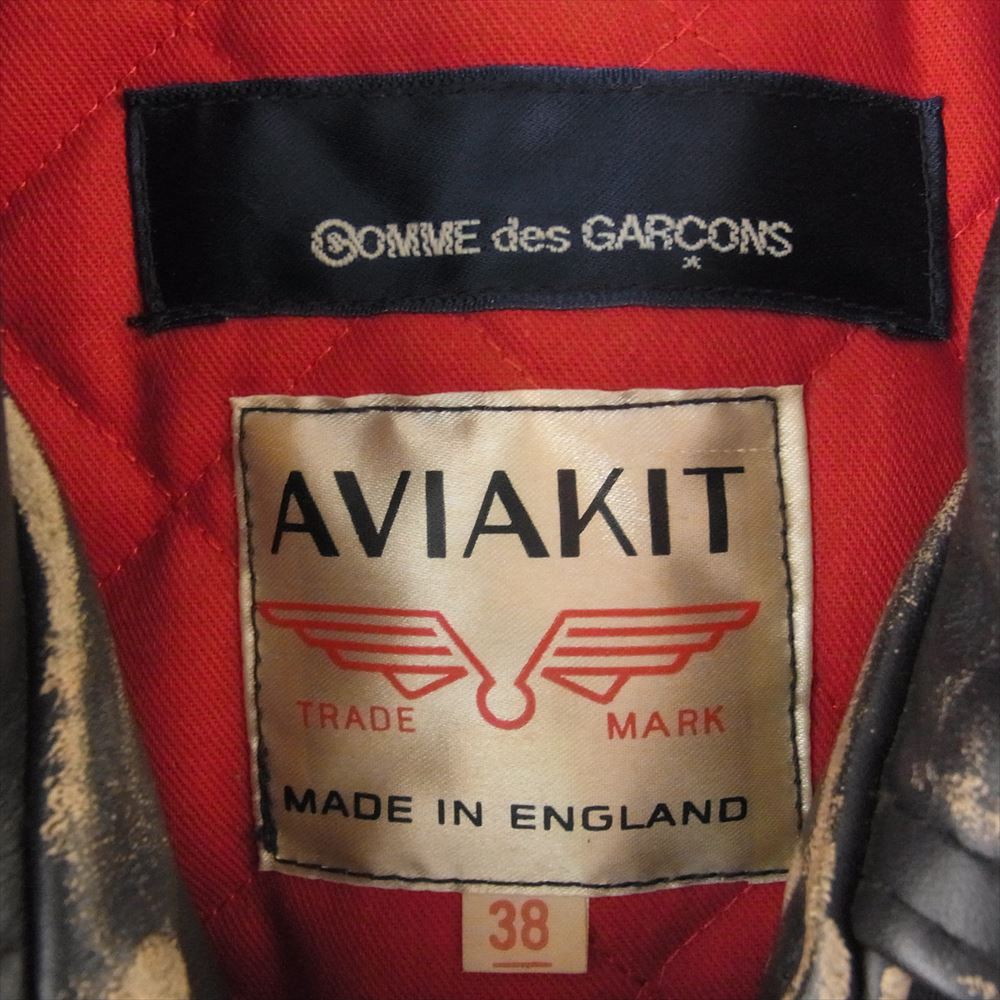 COMME des GARCONS コムデギャルソン 12AW KJ-J011 【訳難有り】Lewis Leathers ルイスレザー ドミネーター 袖ペイント ライダースジャケット  ブラック系 38【中古】