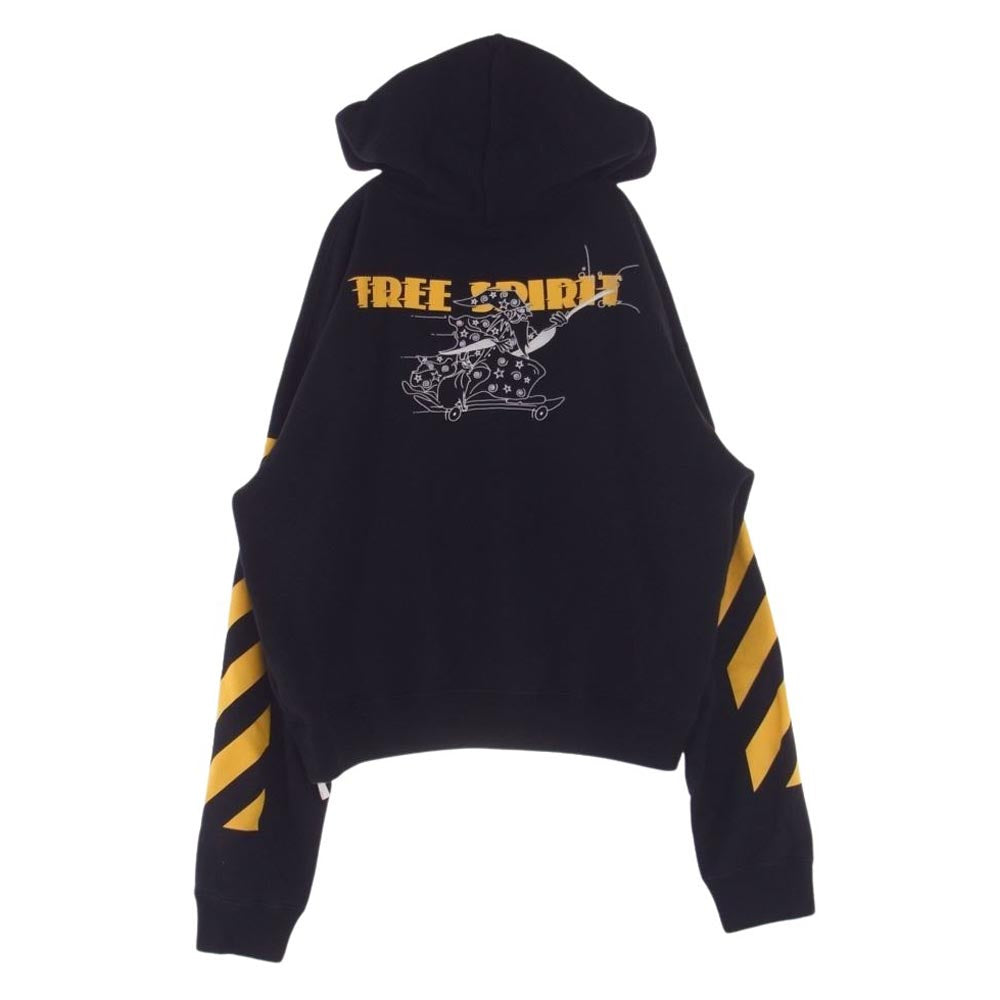 OFF-WHITE オフホワイト 20AW OMBB037F20FLE009 Free Spirit Wizard Hoodie フリースピリット バックプリント 刺繍 スウェット プルオーバー パーカー ブラック系 L【中古】