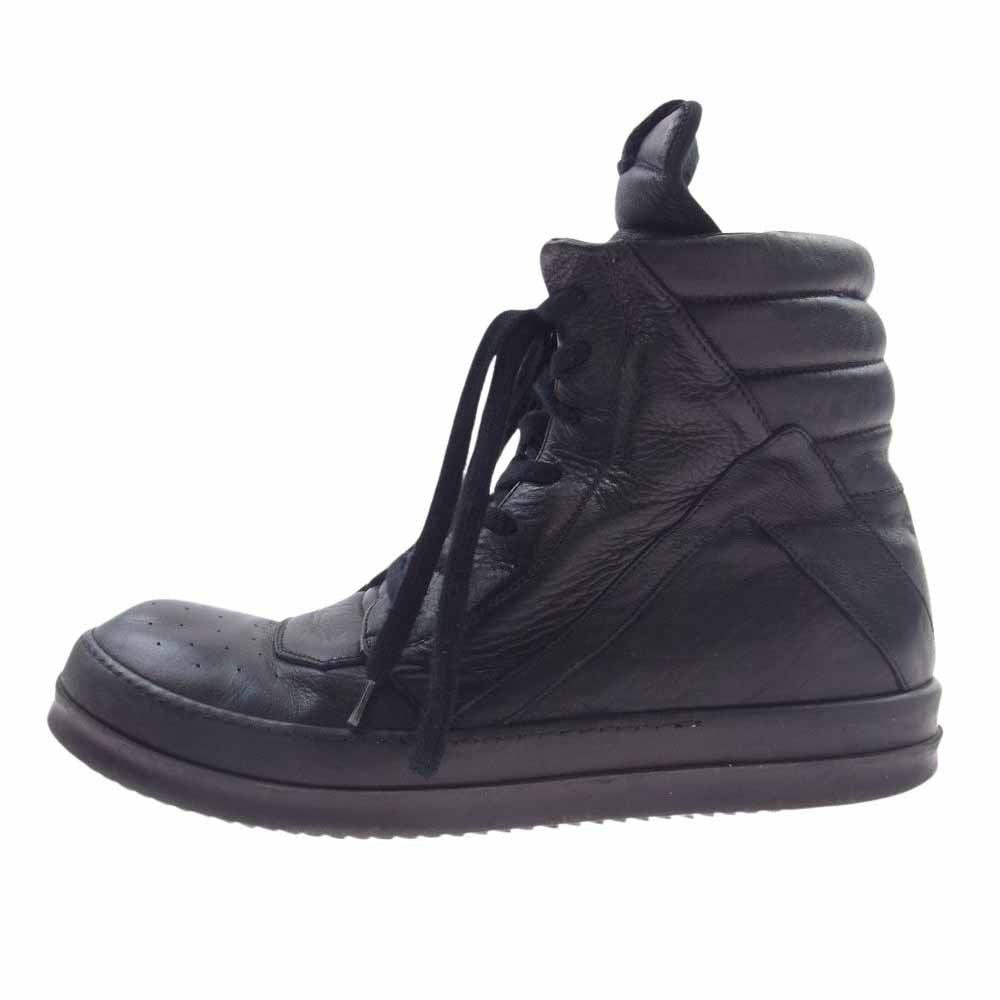 Rick Owens リックオウエンス 28658 イタリア製 GEOBASKET ジオバスケット サイドジップ ハイカット スニーカー ブラック系 44【中古】