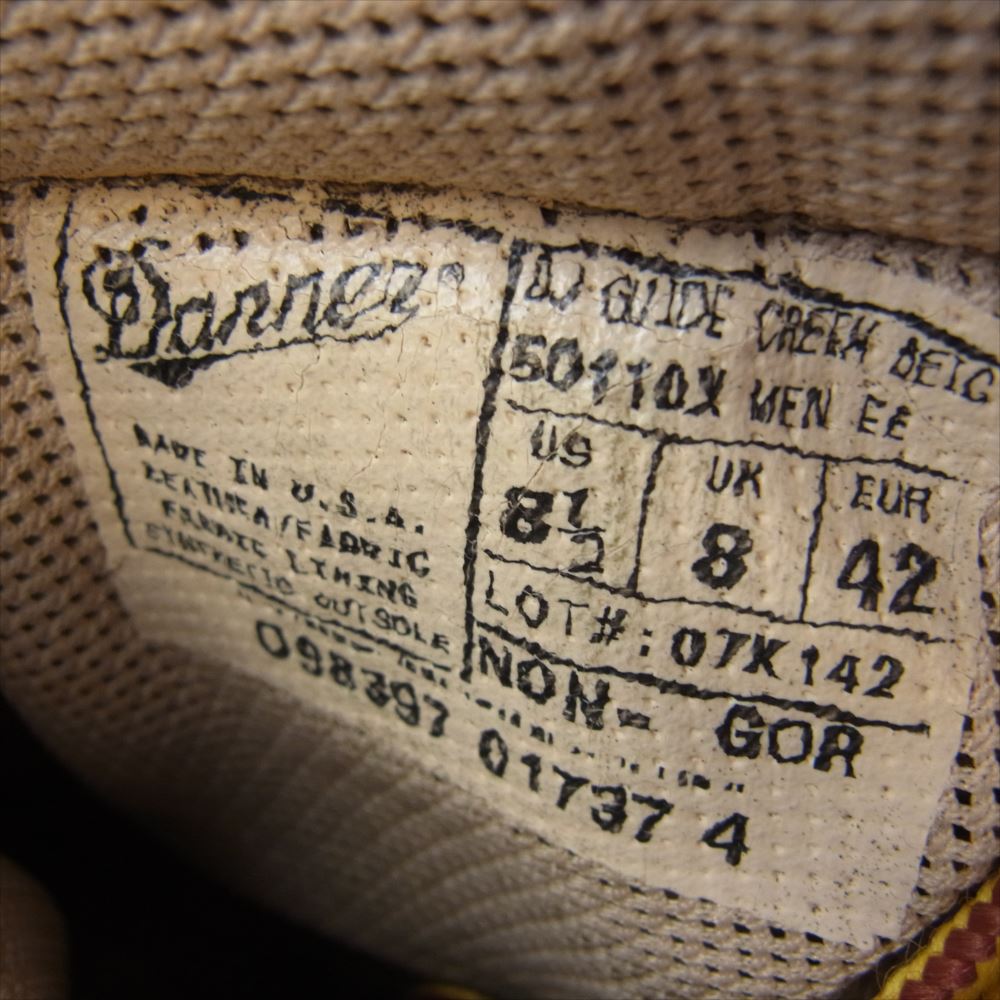 Danner ダナー 50100X USA製 白タグ DJ GUIDE CREEK ガイドクリークブーツ ブラウン系 ライトブラウン系 US8.5【中古】