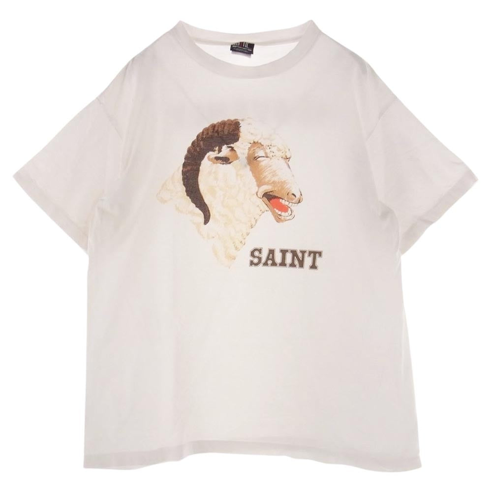 SAINT MICHAEL セントマイケル  21AW  SM-A21-0000-008 T-SHIRT_SHEEP HEAVEN シープヘブン プリント 半袖 Tシャツ ホワイト系 XL【中古】