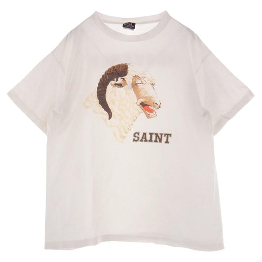 SAINT MICHAEL セントマイケル  21AW  SM-A21-0000-008 T-SHIRT_SHEEP HEAVEN シープヘブン プリント 半袖 Tシャツ ホワイト系 XL【中古】