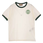 GUCCI グッチ 727694XJFV8 Double-G Logo Cotton T-shirt ダブル G クルーネック トリム 半袖 Tシャツ  ホワイト系 M【中古】