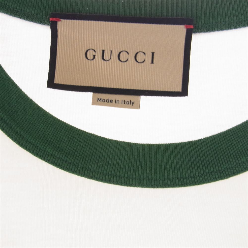 GUCCI グッチ 727694XJFV8 Double-G Logo Cotton T-shirt ダブル G クルーネック トリム 半袖 Tシャツ  ホワイト系 M【中古】