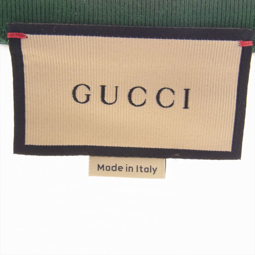 GUCCI グッチ 727694XJFV8 Double-G Logo Cotton T-shirt ダブル G クルーネック トリム 半袖 Tシャツ  ホワイト系 M【中古】