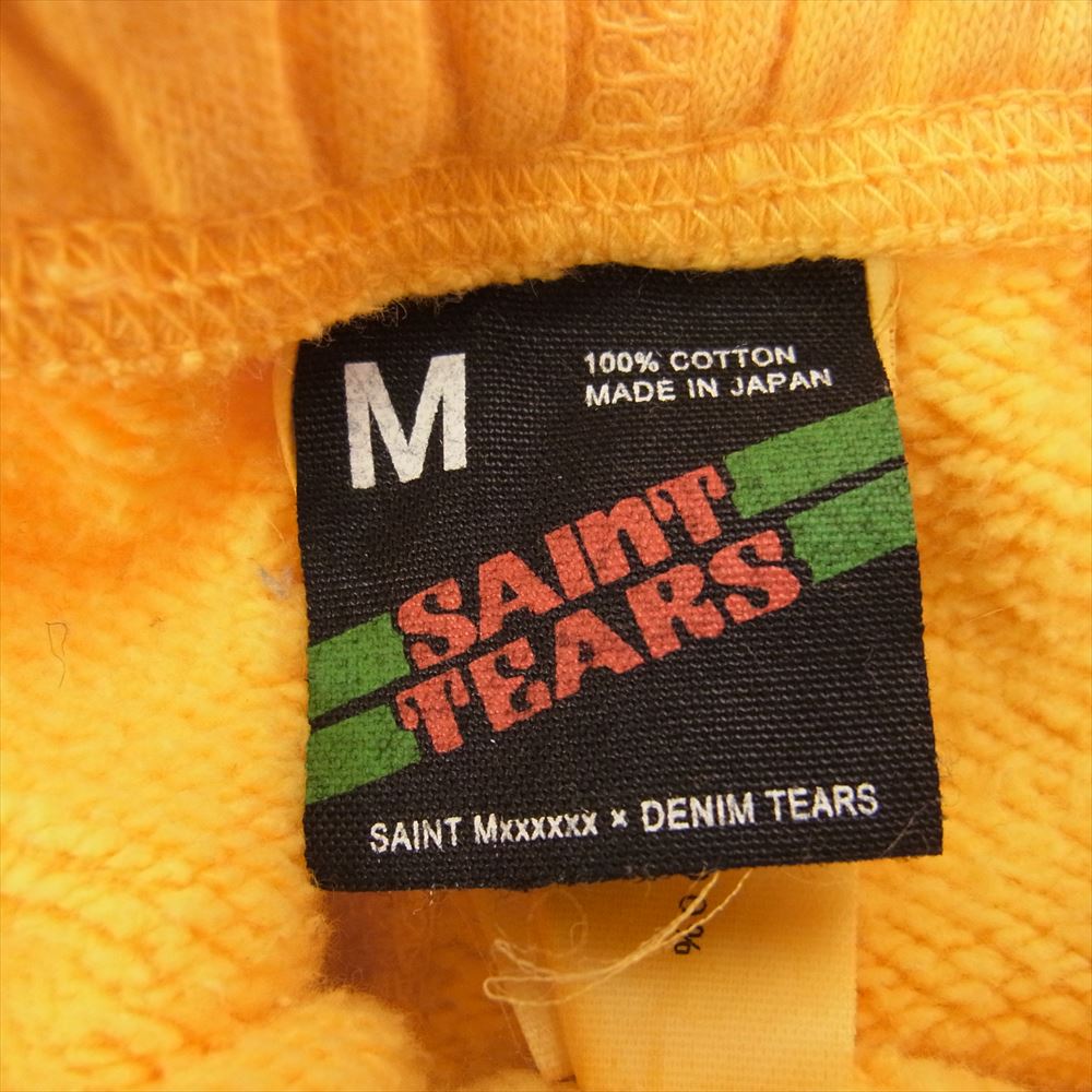 SAINT MICHAEL セントマイケル  21AW  SM-A21-0000-053 SAINT Mxxxxxx × DENIM TEARS STT_SWT PNT_STTRS  デニムティアーズ ダメージ加工 プリント スウェット パンツ イエロー系 M【中古】