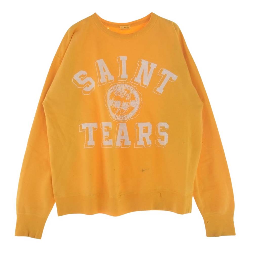 SAINT MICHAEL セントマイケル SM-A21-0000-049 SAINT Mxxxxxx × DENIM TEARS STT_SWT SH_STTRS デニムティアーズ ダメージ加工 プリント スウェット  イエロー系 XL【中古】