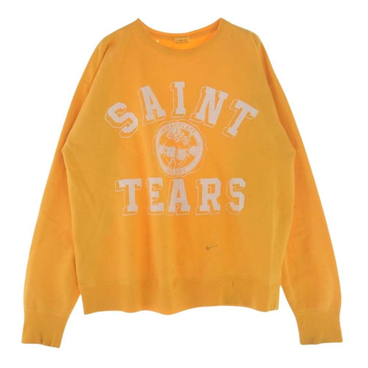 SAINT MICHAEL セントマイケル SM-A21-0000-049 SAINT Mxxxxxx × DENIM TEARS STT_SWT SH_STTRS デニムティアーズ ダメージ加工 プリント スウェット  イエロー系 XL【中古】