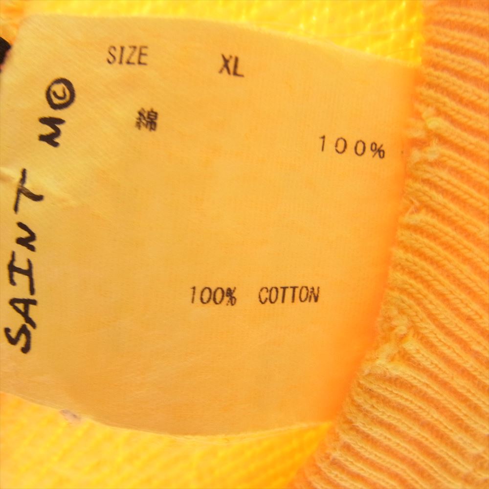 SAINT MICHAEL セントマイケル SM-A21-0000-049 SAINT Mxxxxxx × DENIM TEARS STT_SWT SH_STTRS デニムティアーズ ダメージ加工 プリント スウェット  イエロー系 XL【中古】