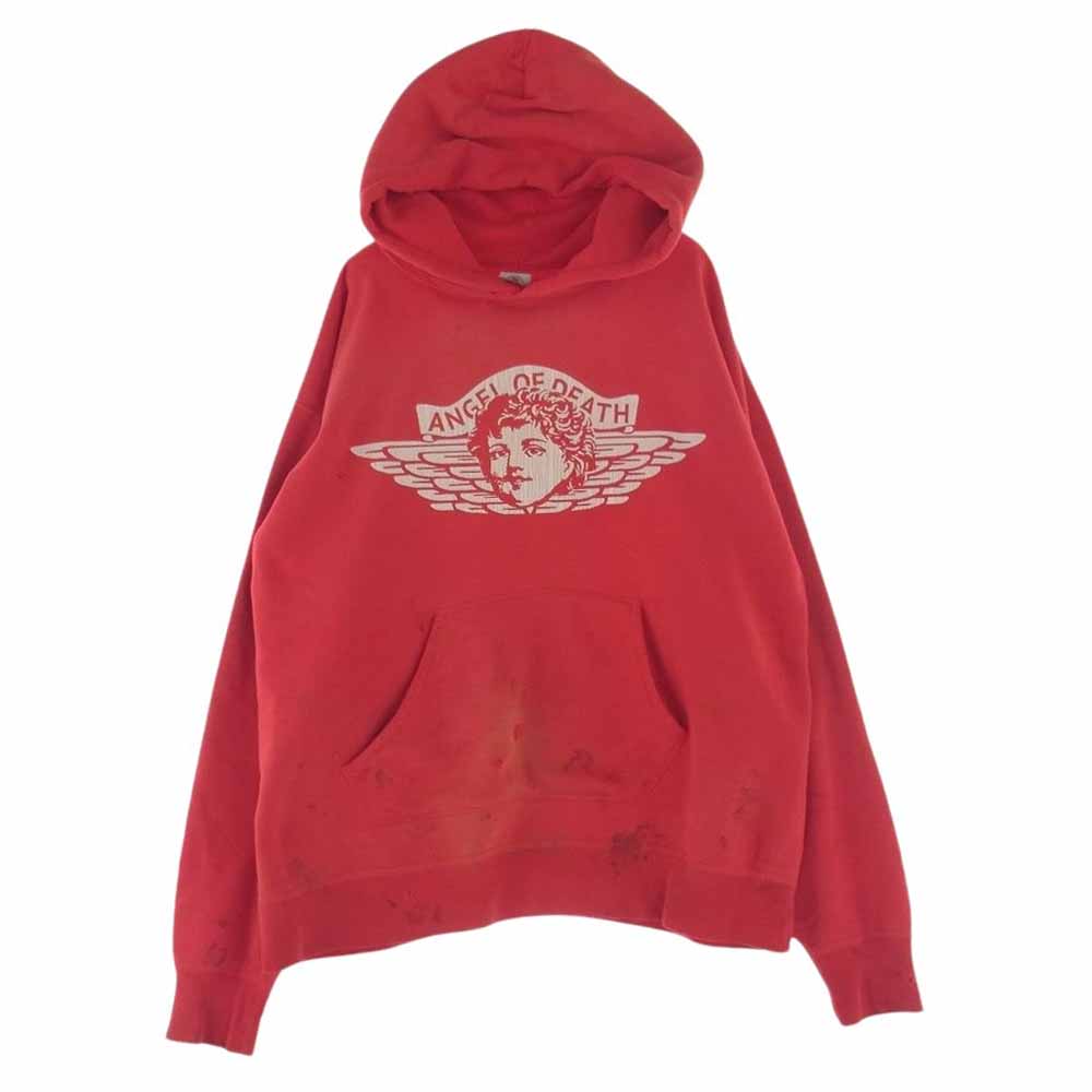 SAINT MICHAEL セントマイケル SM-S22-0000-042 SAINT Mxxxxxx ANGEL OF DEATH HOODIE エンジェル フーディ ダメージ加工 スウェット パーカー レッド系 XL【中古】