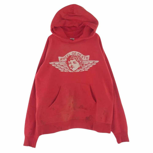 SAINT MICHAEL セントマイケル SM-S22-0000-042 SAINT Mxxxxxx ANGEL OF DEATH HOODIE エンジェル フーディ ダメージ加工 スウェット パーカー レッド系 XL【中古】