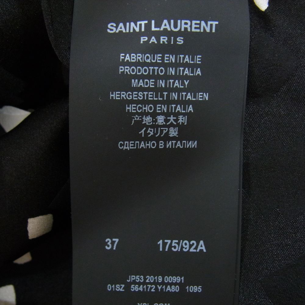 SAINT LAURENT サンローラン 564172 Y1A80 シルク100％ スクエア ドット 比翼 長袖シャツ ブラック系 37【極上美品】【中古】