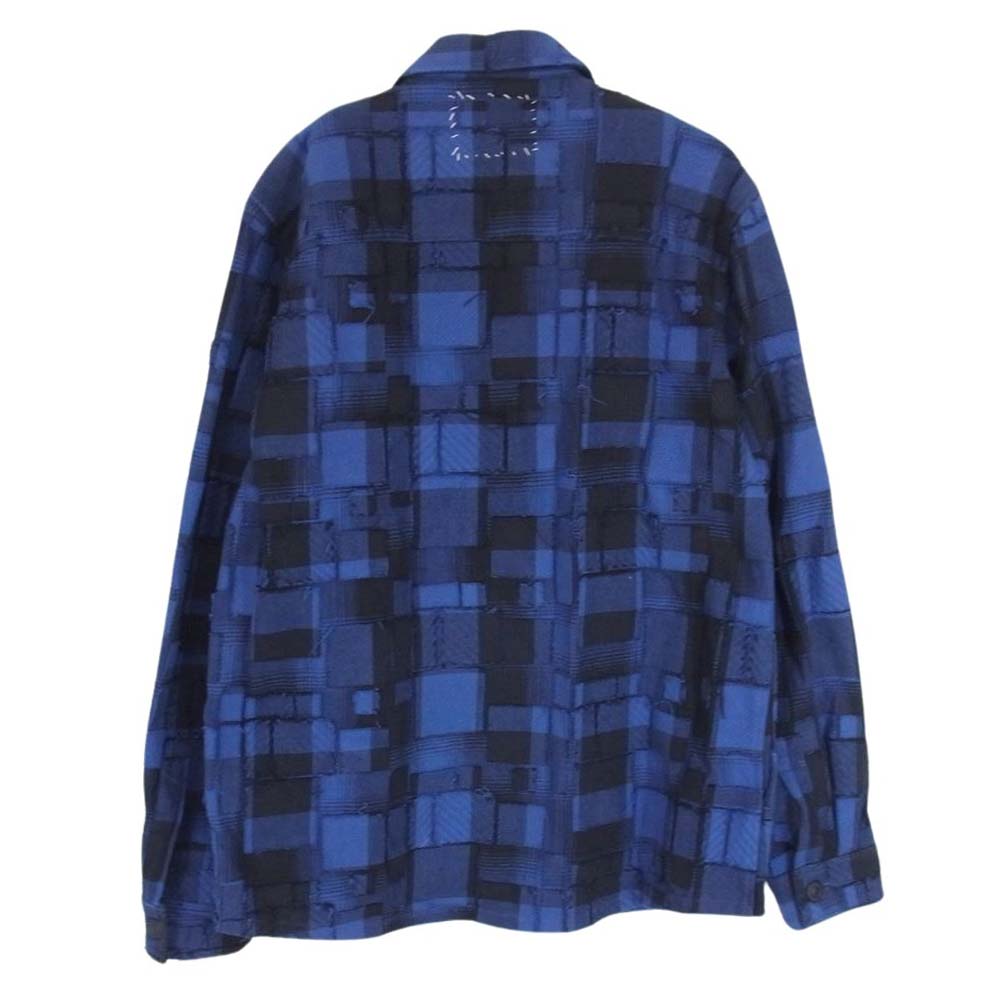 TMT ティーエムティー 21AW BUFFALO-OMBRE PLAID OVERLAPPED SHIRTS JACKET パッチワーク チェック ネルシャツ ブロックチェック 長袖 シャツ ブルー系 L【中古】
