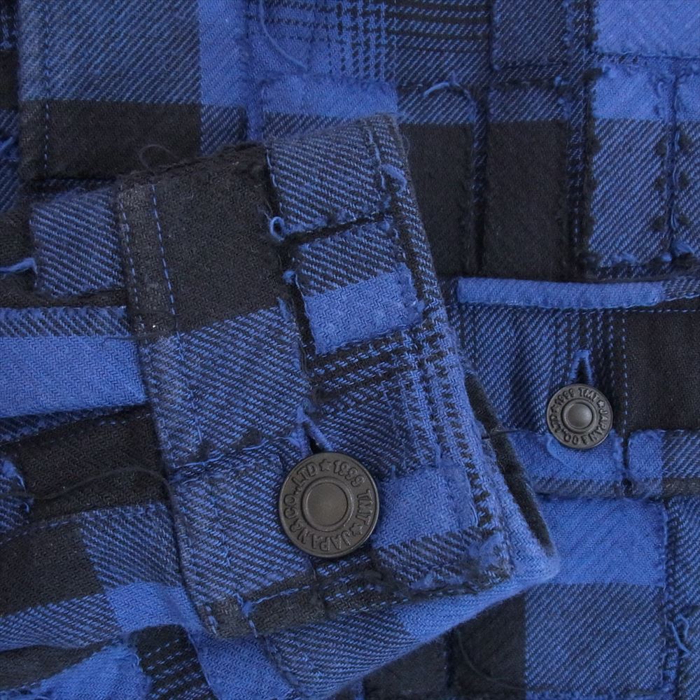 TMT ティーエムティー 21AW BUFFALO-OMBRE PLAID OVERLAPPED SHIRTS JACKET パッチワーク チェック ネルシャツ ブロックチェック 長袖 シャツ ブルー系 L【中古】