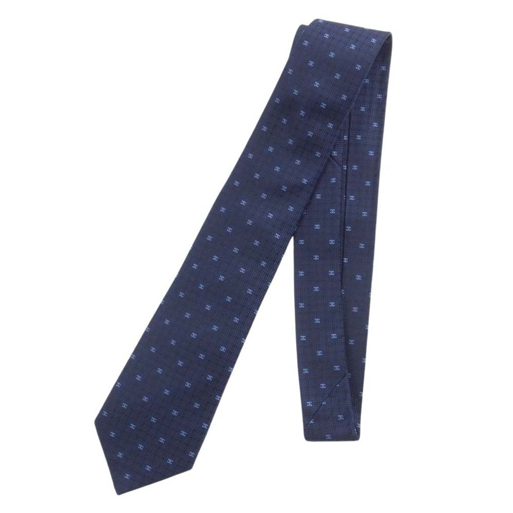 CHANEL シャネル イタリア製 ココマーク ネクタイ ネイビー系【美品】【中古】