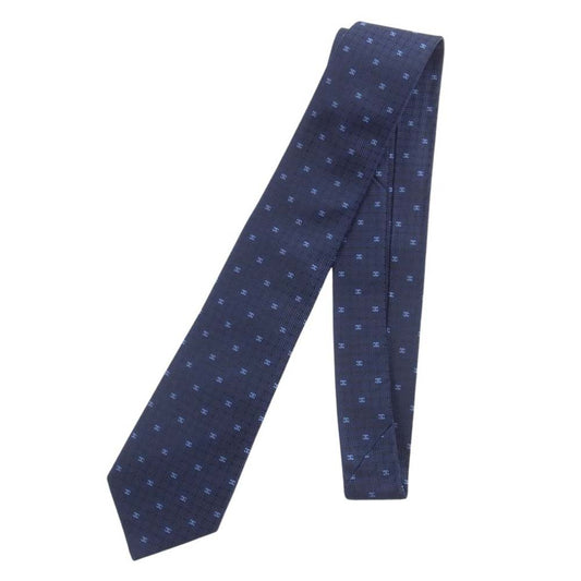 CHANEL シャネル イタリア製 ココマーク ネクタイ ネイビー系【美品】【中古】