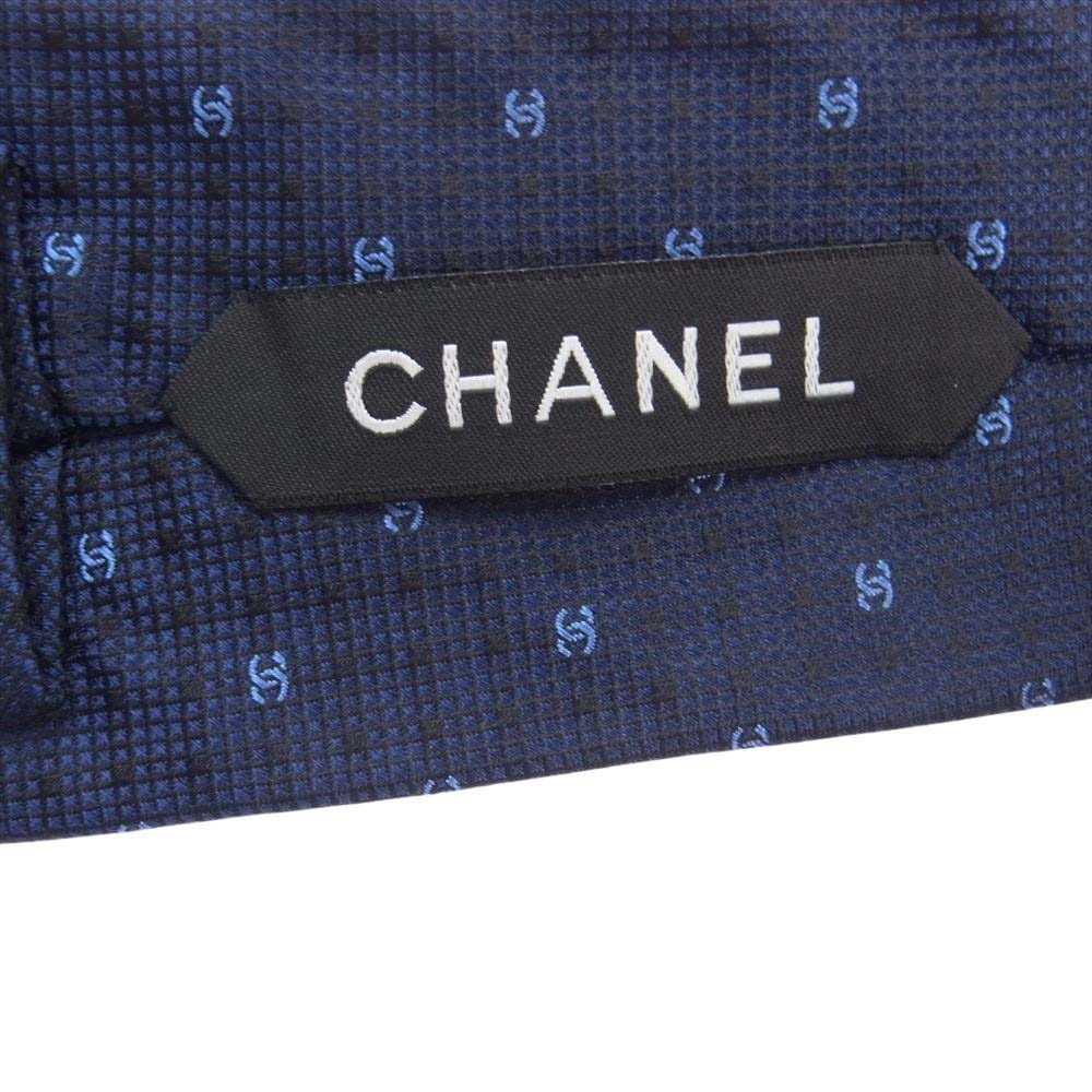 CHANEL シャネル イタリア製 ココマーク ネクタイ ネイビー系【美品】【中古】